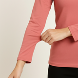 Pretty Pink Full Sleeves Solid T-shirt for Women