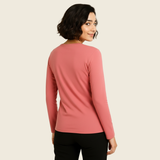 Pretty Pink Full Sleeves Solid T-shirt for Women