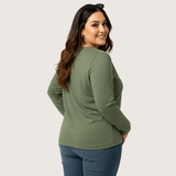 Matcha Mint Full Sleeves V-Neck T-shirt