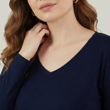 Ballsy Blue Full Sleeves V-Neck T-shirt