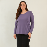 Lively Lilac Full Sleeves Solid T-shirt for Women