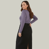 Lively Lilac Full Sleeves Solid T-shirt for Women
