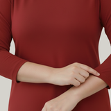 Magnetic Maroon Full Sleeves Solid T-shirt for Women