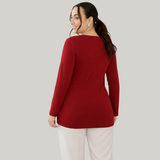 Magnetic Maroon Full Sleeves Solid T-shirt for Women