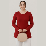 Magnetic Maroon Full Sleeves Solid T-shirt for Women