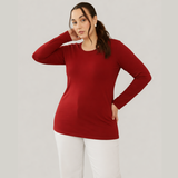 Magnetic Maroon Full Sleeves Solid T-shirt for Women