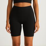 Black Stretch Cotton Women Cycling Shorts