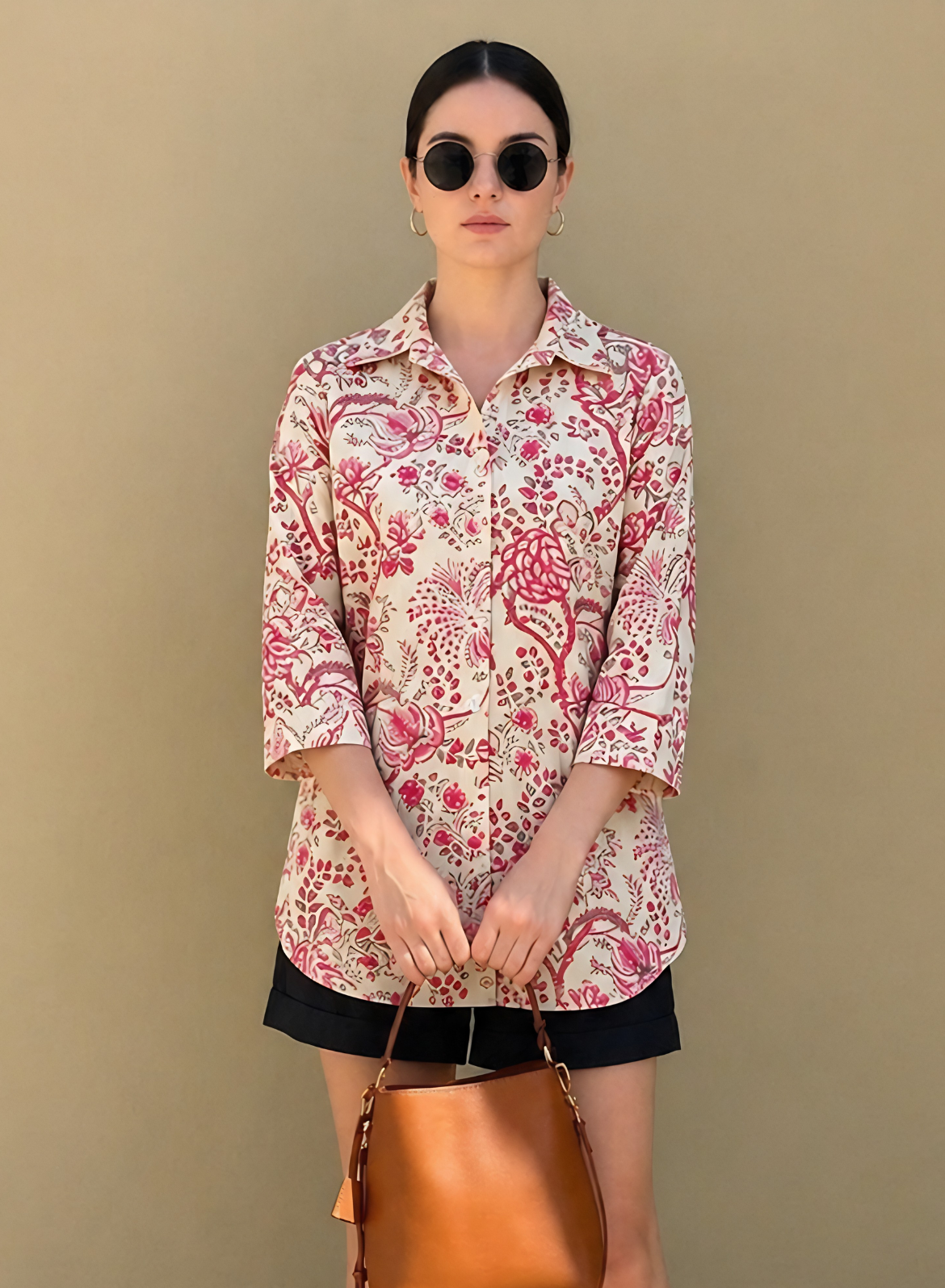 Blush Pink Floral Printed Cotton Shirt