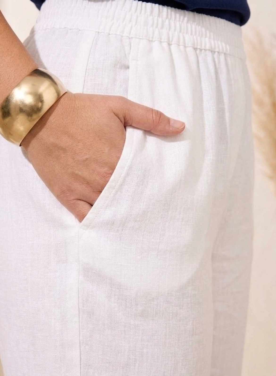 White Everyday Cotton Pants for Women