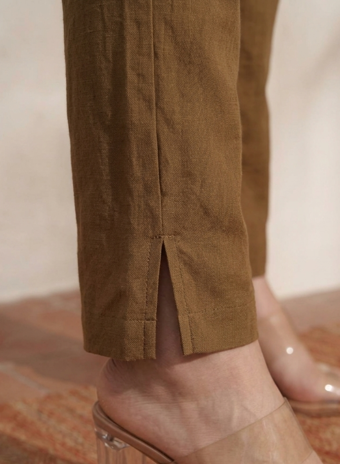 Brown Everyday Cotton Pants for Women