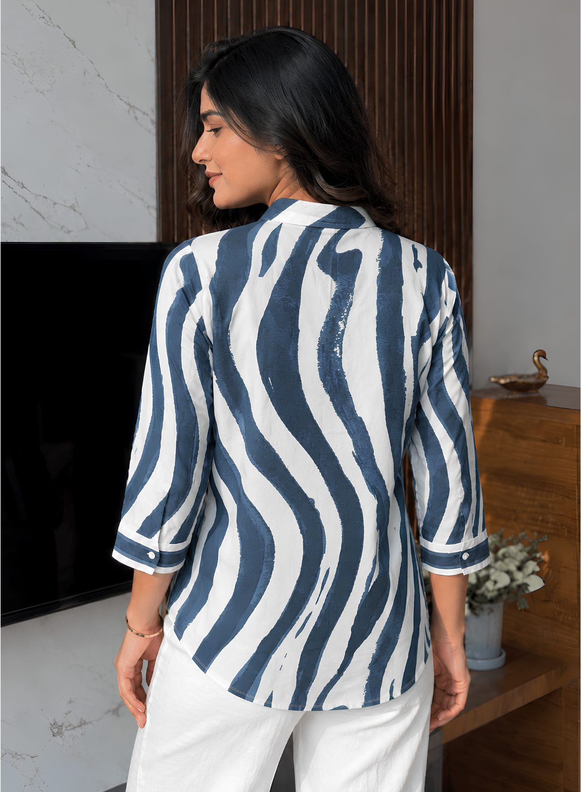 Charcoal Grey Abstract Cotton Shirt