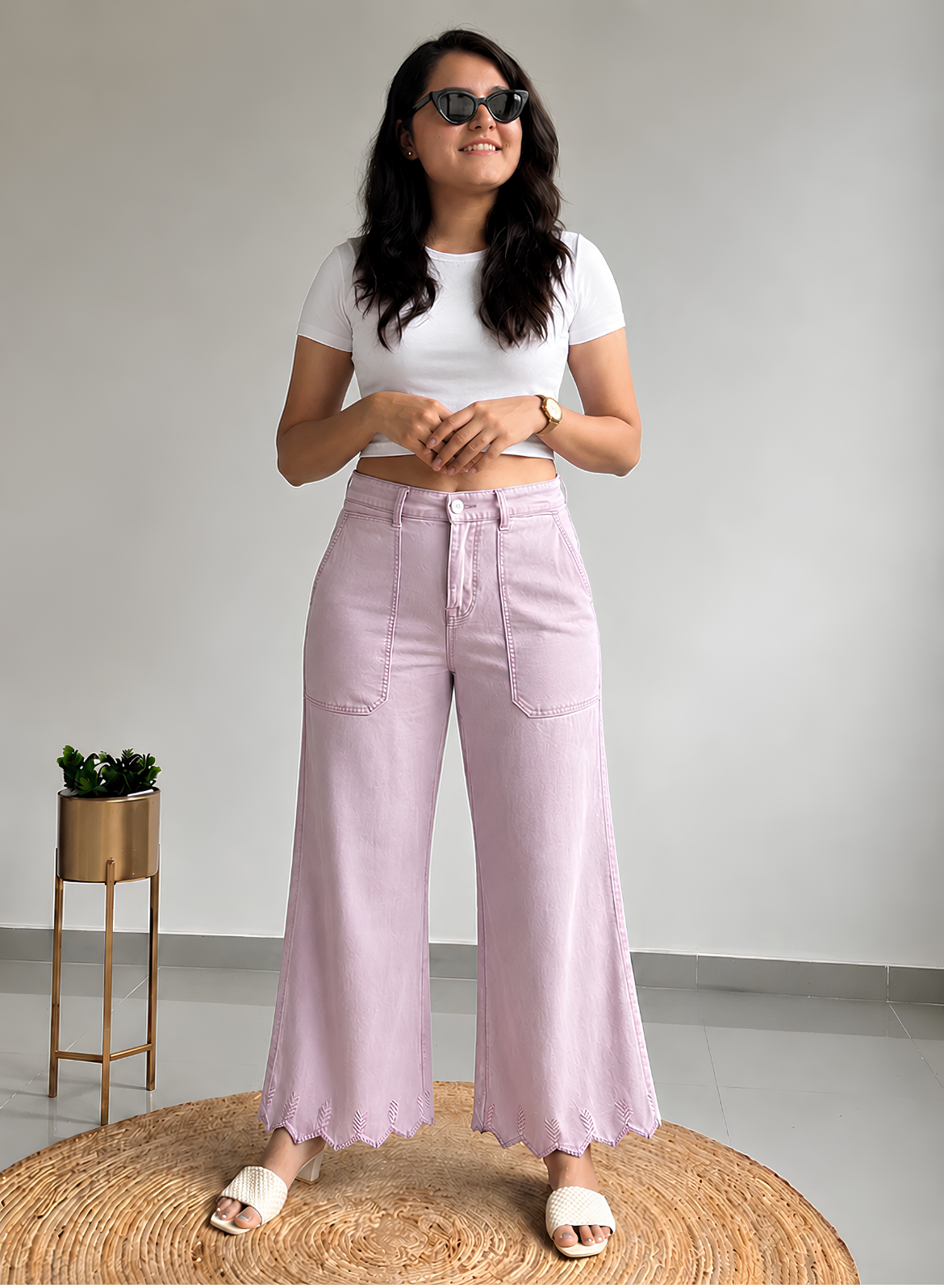 Soft Blush Wide Leg Pants