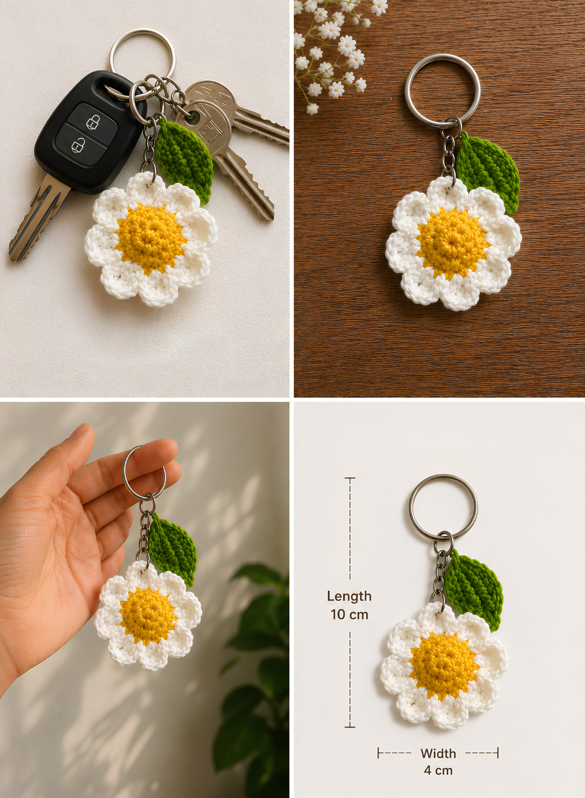 Daisy Crochet Bag Keychain