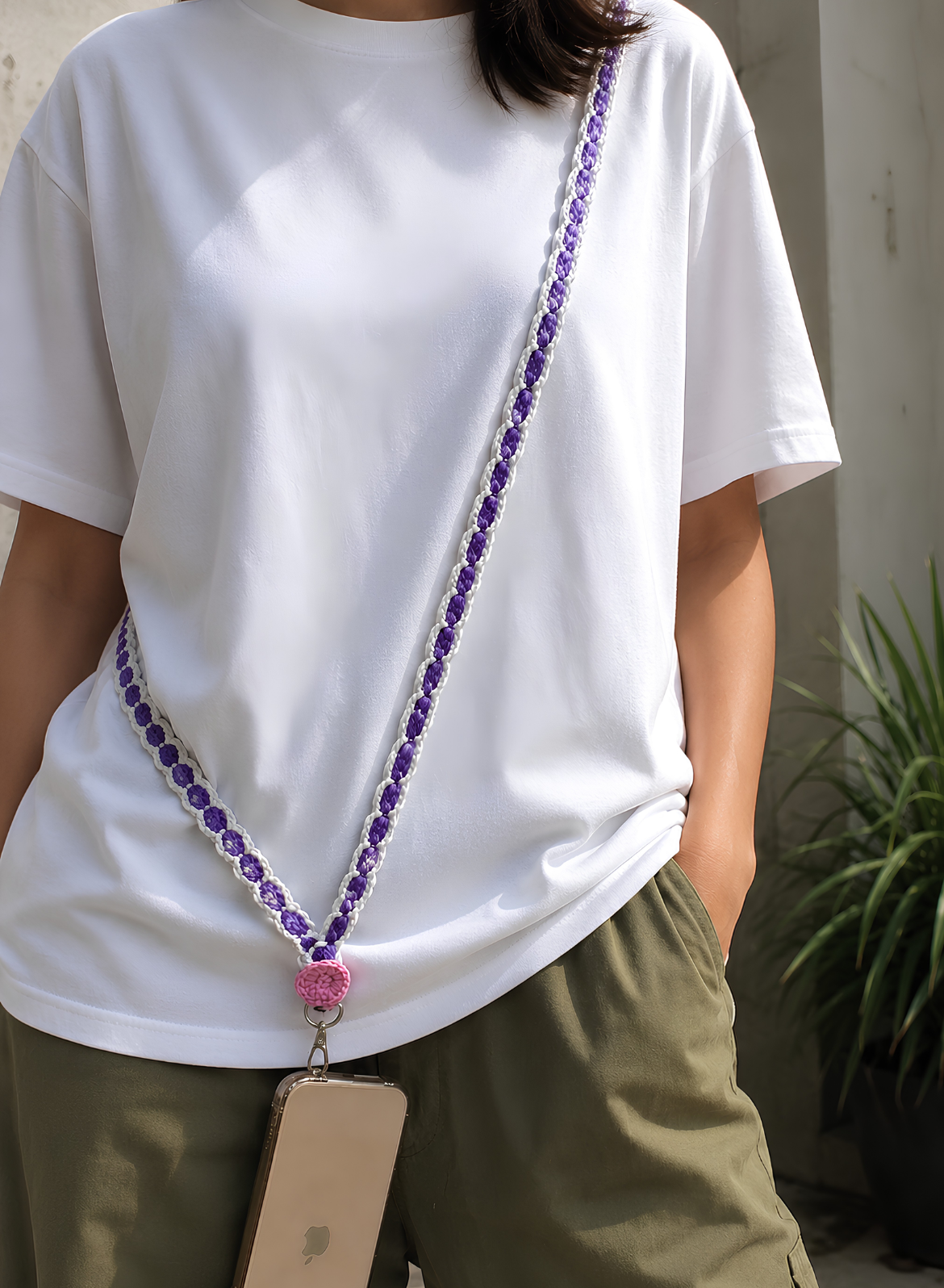 Crochet Phone Sling - Lavender Bloom