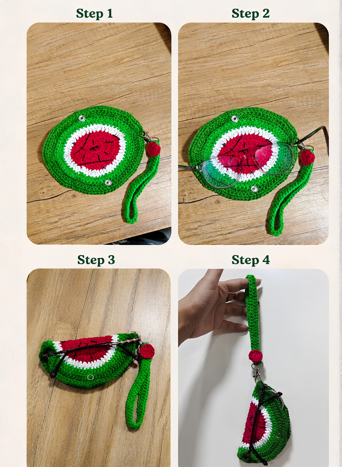 Crochet Watermelon Sunglasses Holder