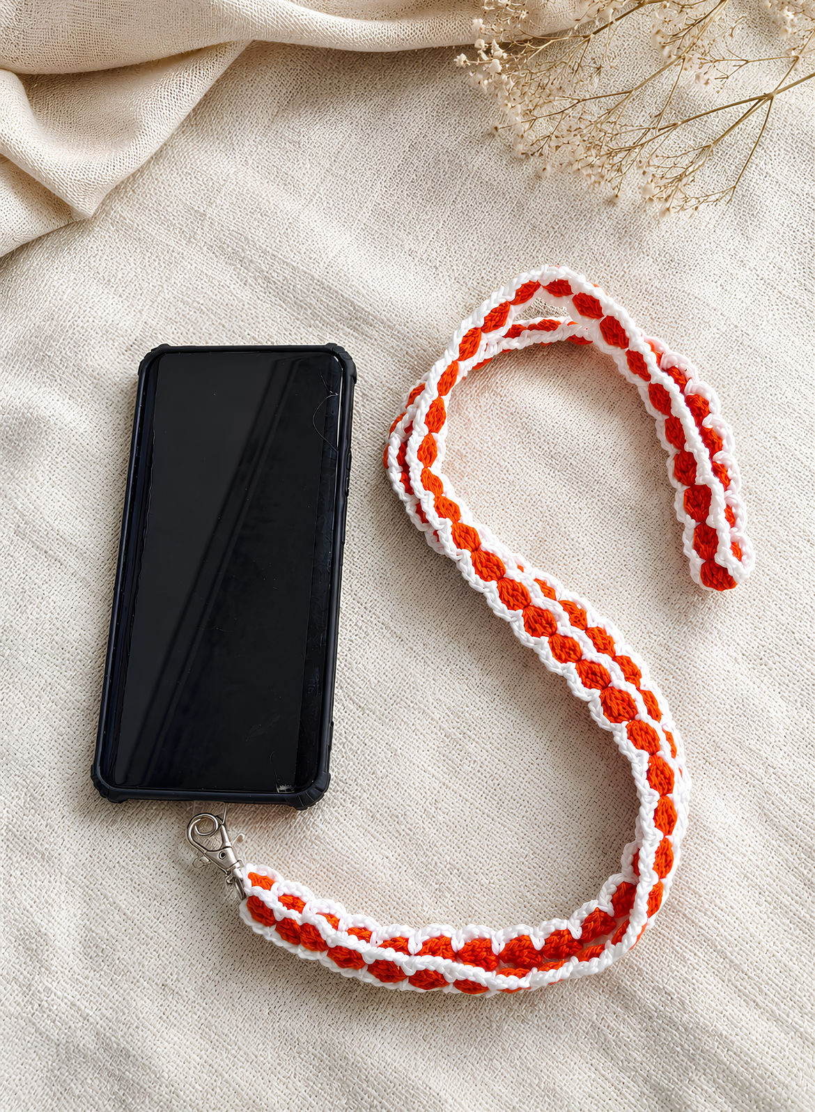 Handmade Crochet Mobile Sling - Orange Twist
