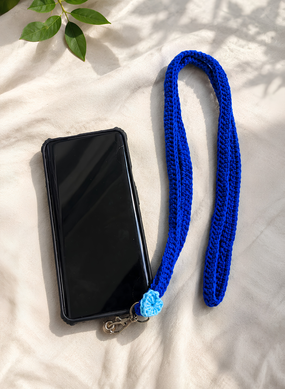 Handmade Crochet Mobile Sling - Blue Blossom