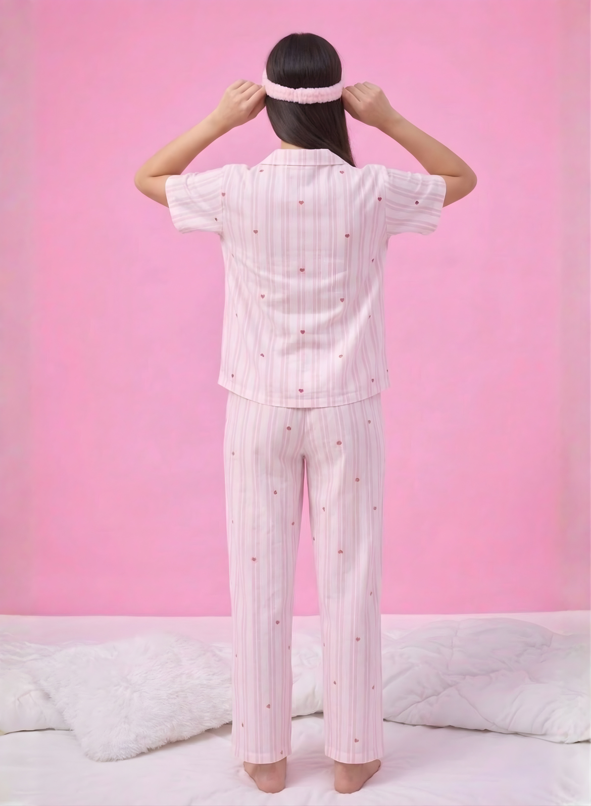 Blush Heart Stripe Pajama Set