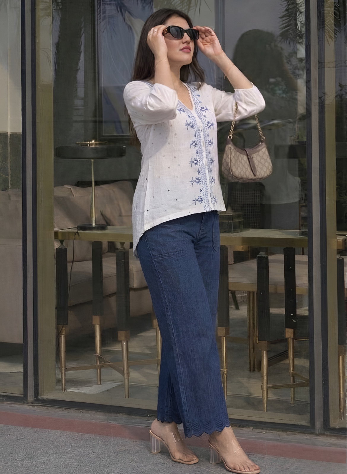 Navy Blue Embroidered Co-ord Set