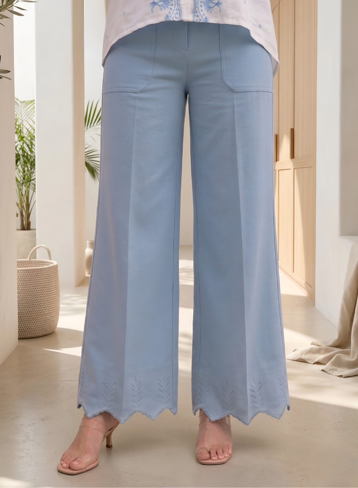 Light Blue Embroidered Co-ord Set