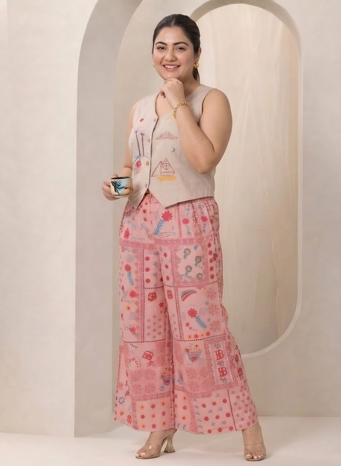 Pink Printed Palazzo Co-ord Set
