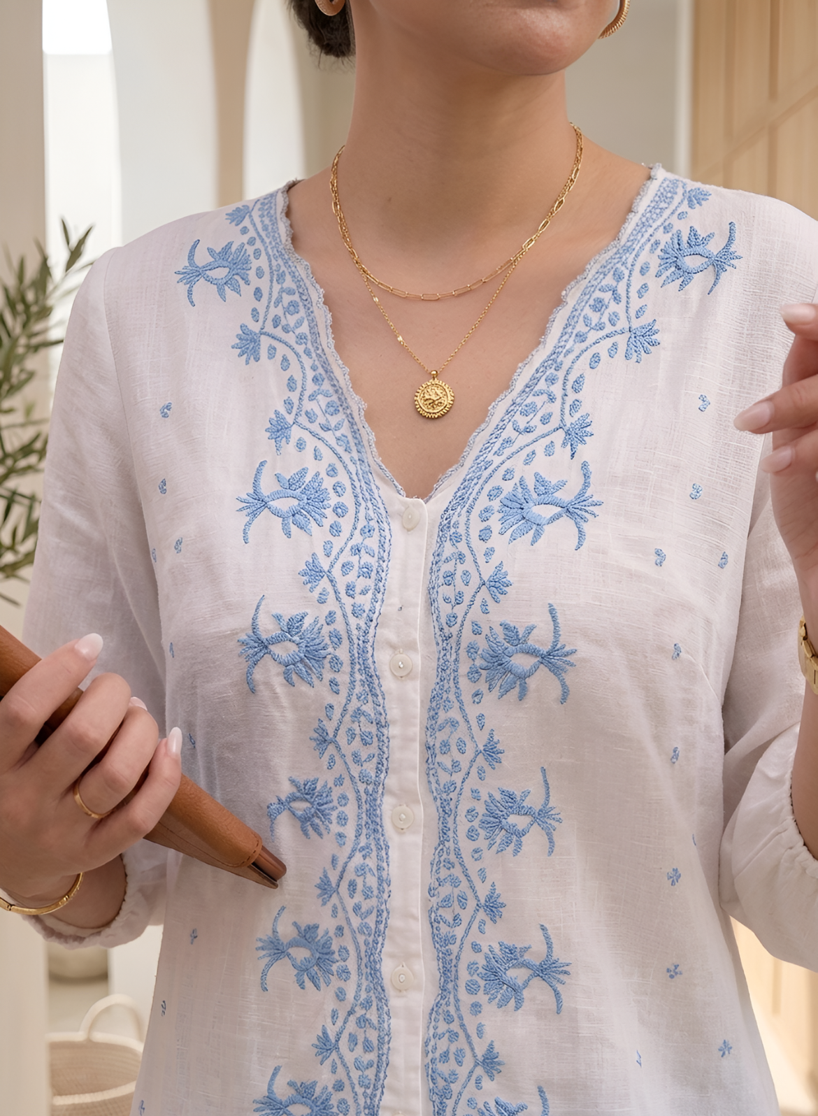 Light Blue Embroidered Co-ord Set