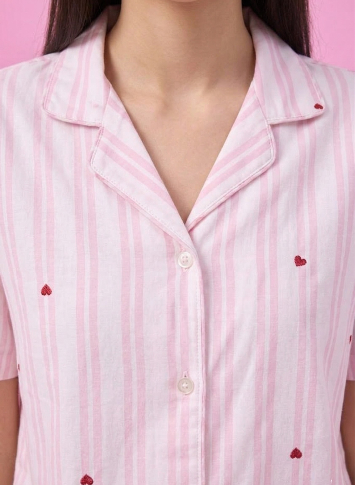 Blush Heart Stripe Pajama Set