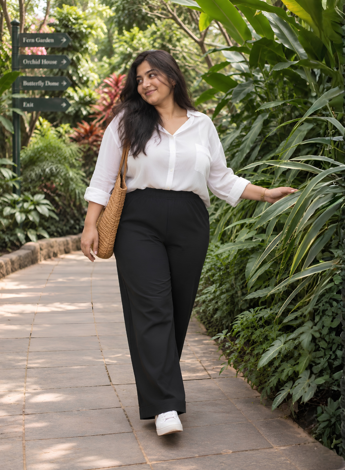 Black Supima Cotton Wide Leg Trousers