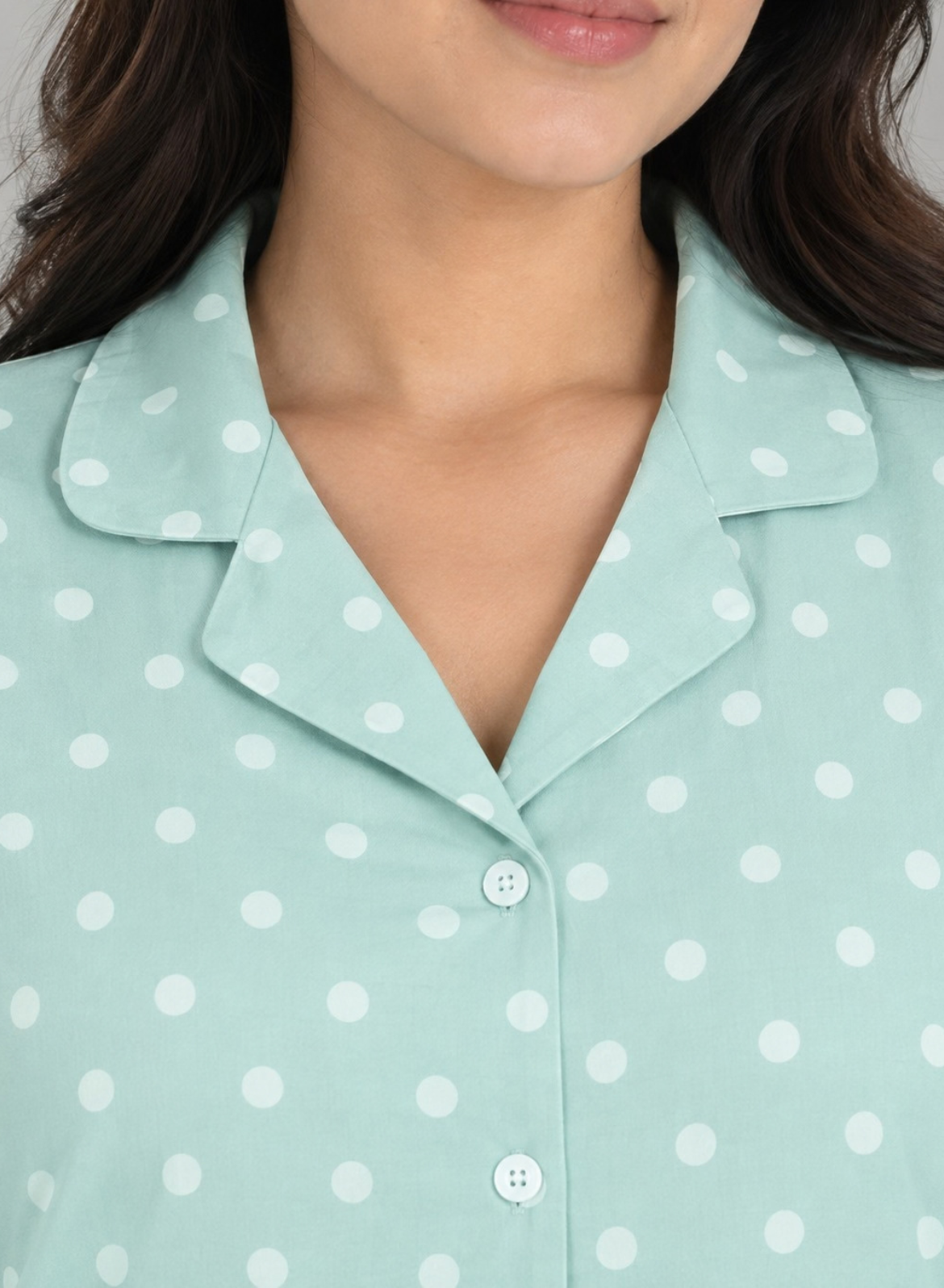 Pastel Green Polka Dot Pajama Set