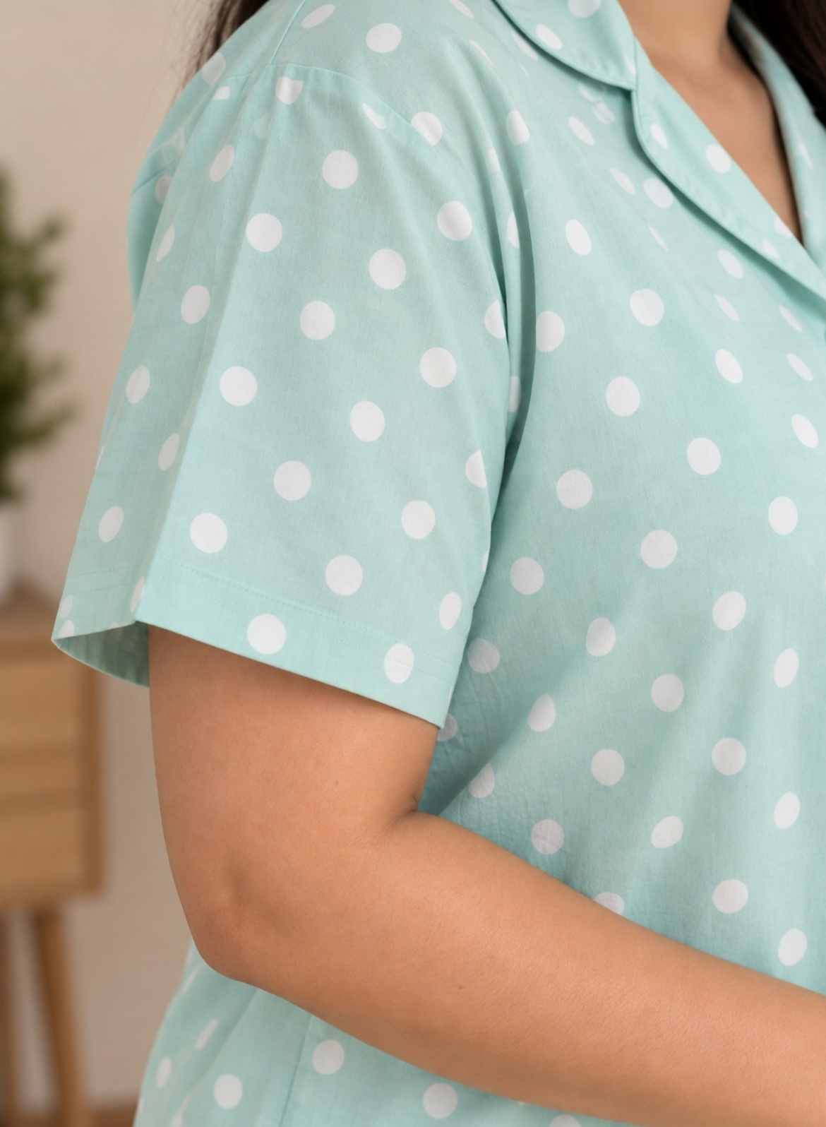 Pastel Green Polka Dot Pajama Set