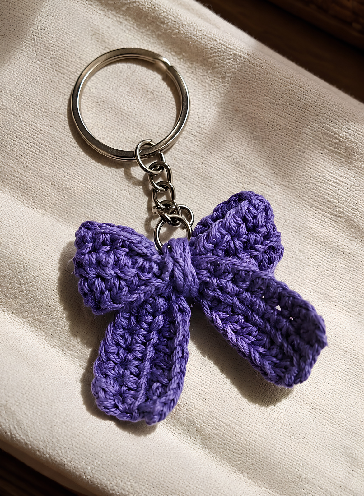Crochet Bow Keychain - Lavender