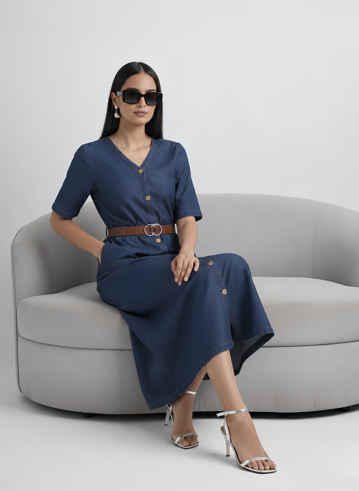 Navy Blue Denim Dress