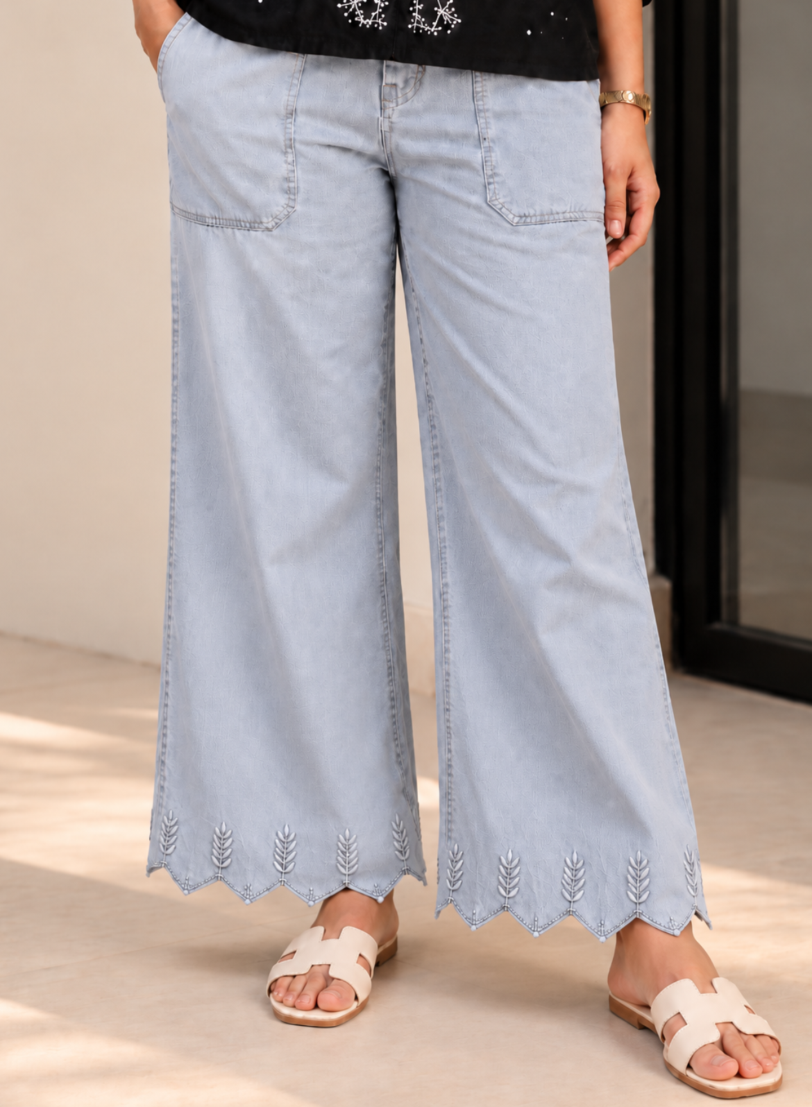 Grey Embroidered Co-ord Set