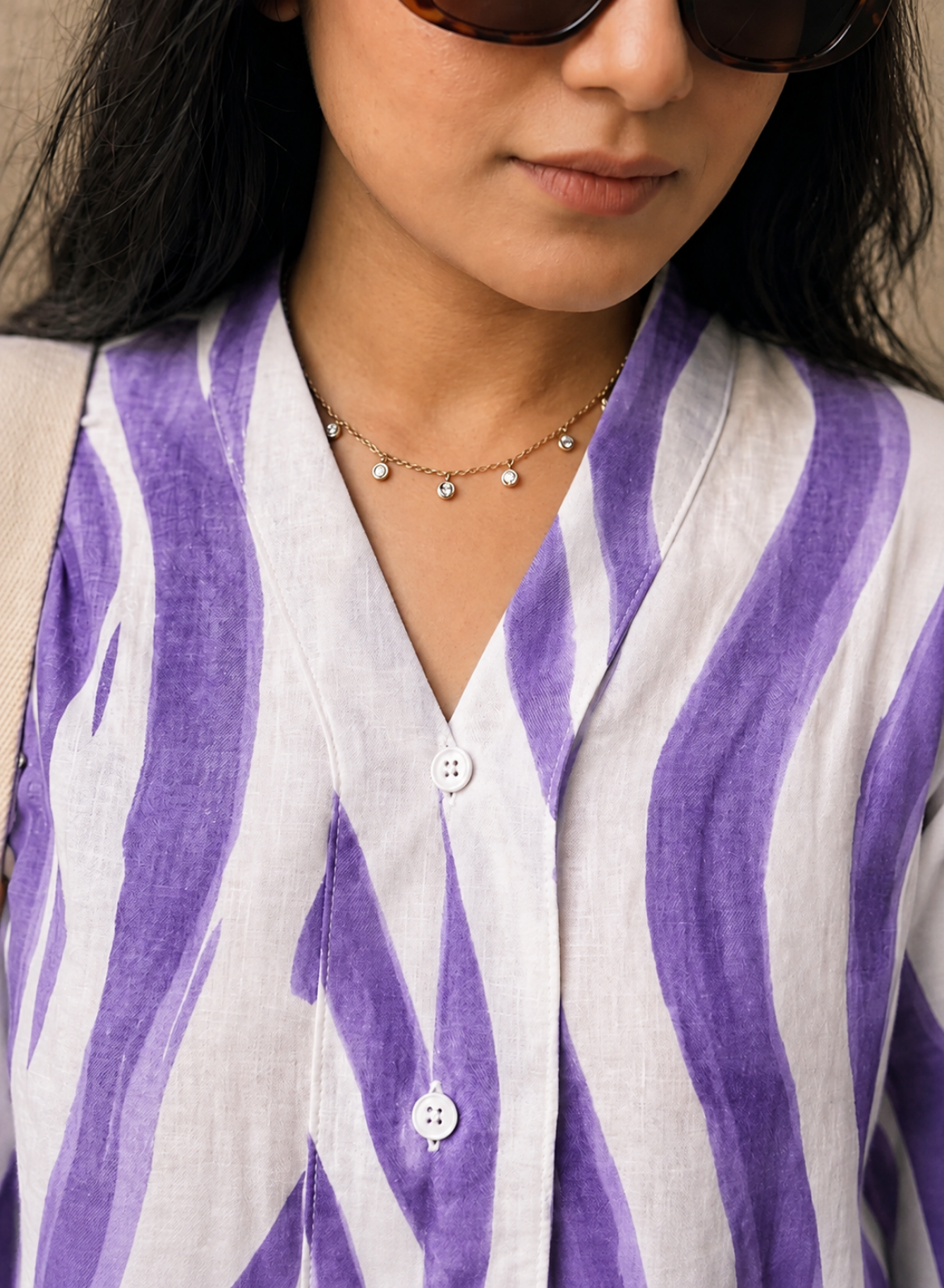 Lilac Abstract Printed Cotton Shirt