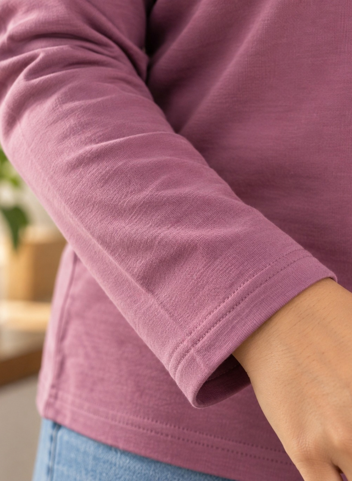 Powerful Pink Full Sleeves V-Neck T-shirt