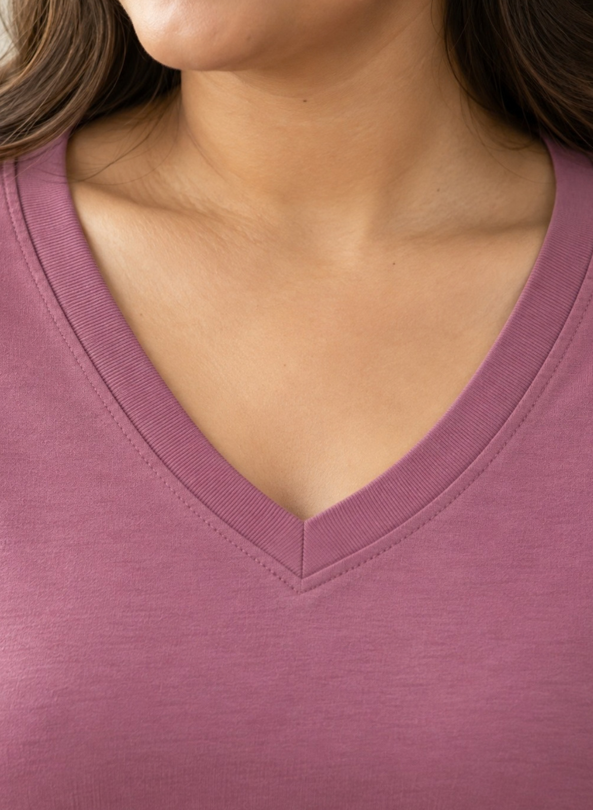 Powerful Pink Full Sleeves V-Neck T-shirt