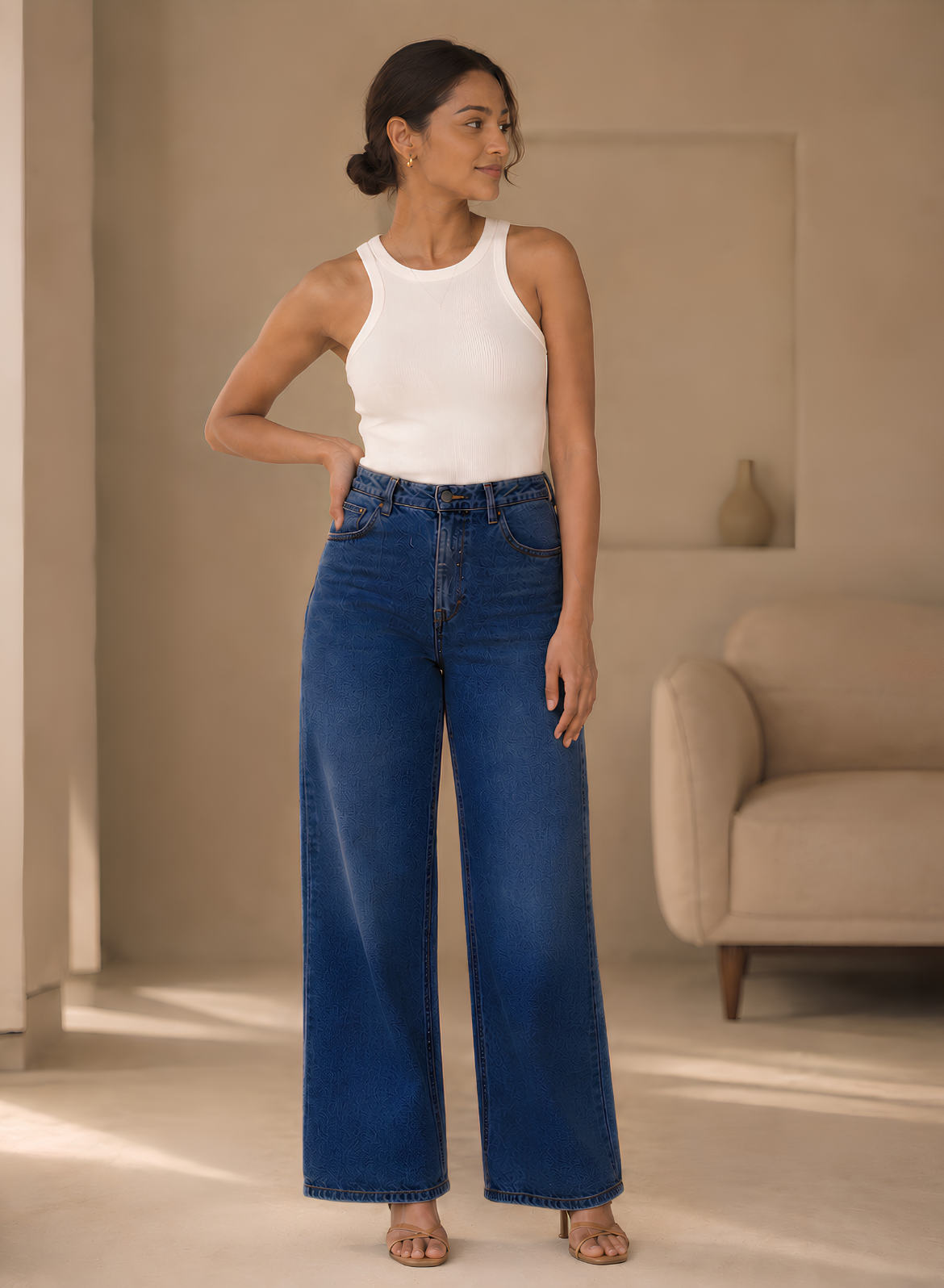 Classic Blue Wide Leg Jeans