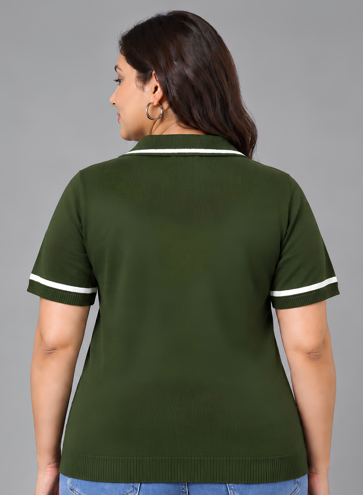 Forest Green Knit Polo Top
