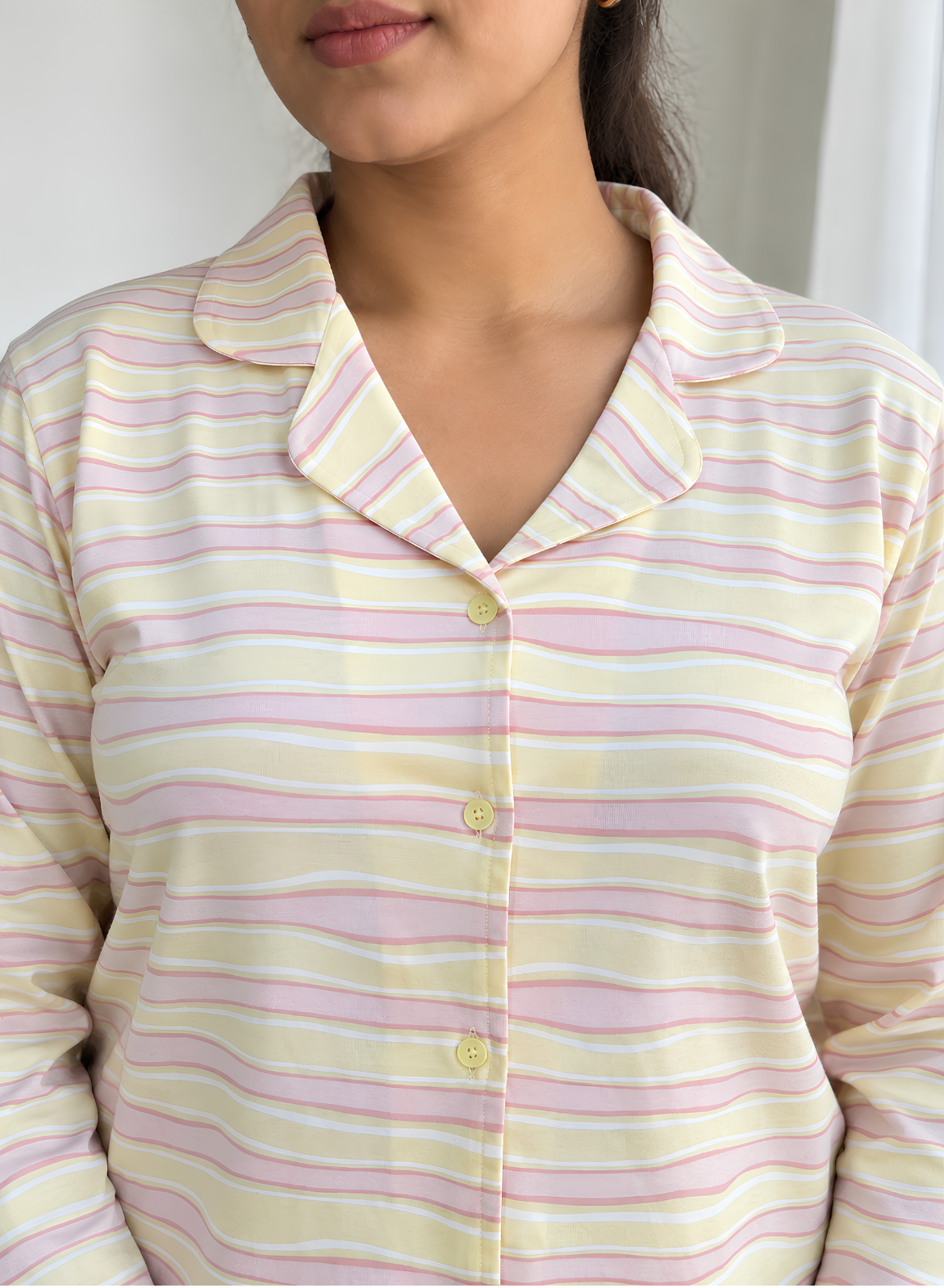 Pastel Yellow Wavy Pajama Set