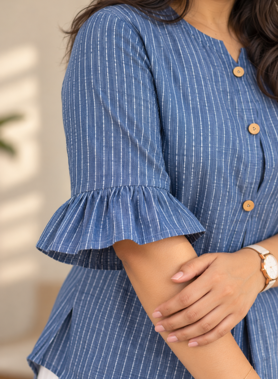 Blue Striped Pure Cotton Top