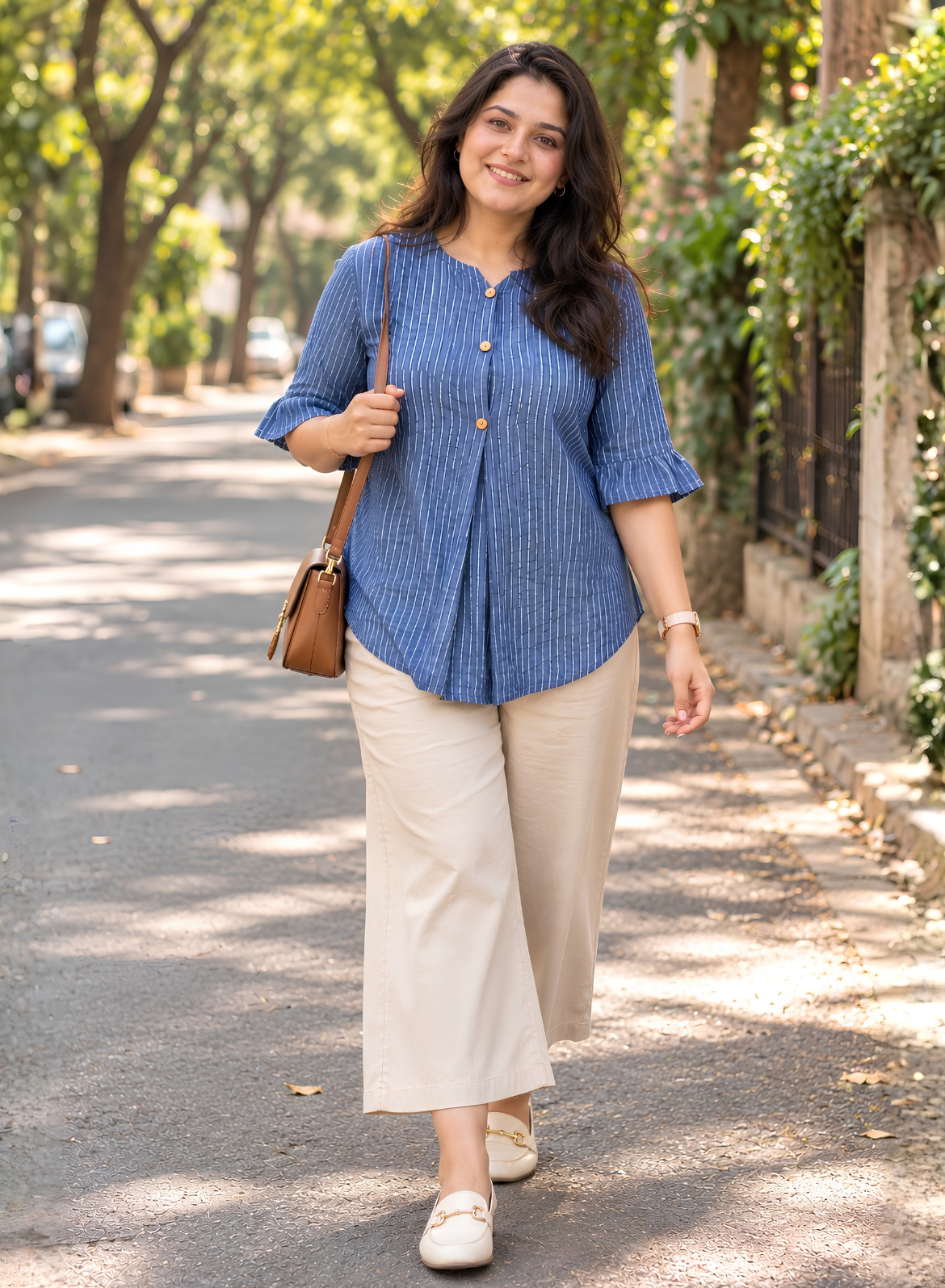 Blue Striped Pure Cotton Top