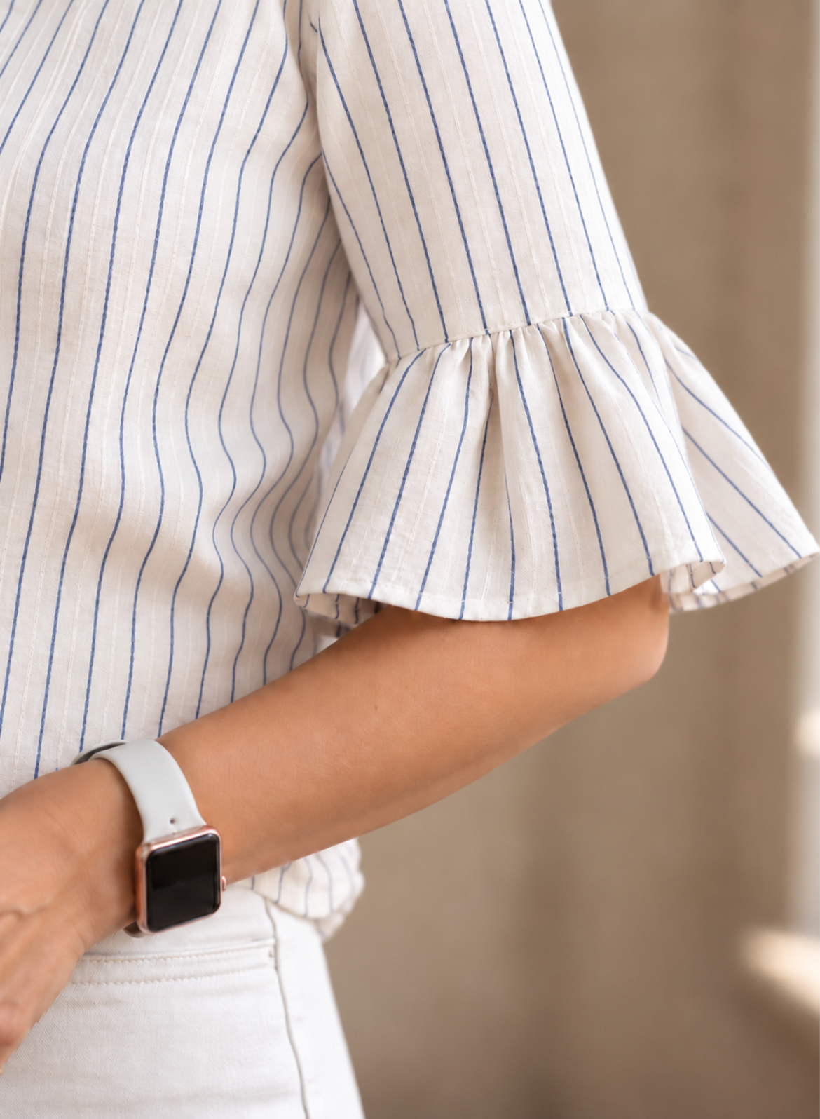 White Striped Pure Cotton Top