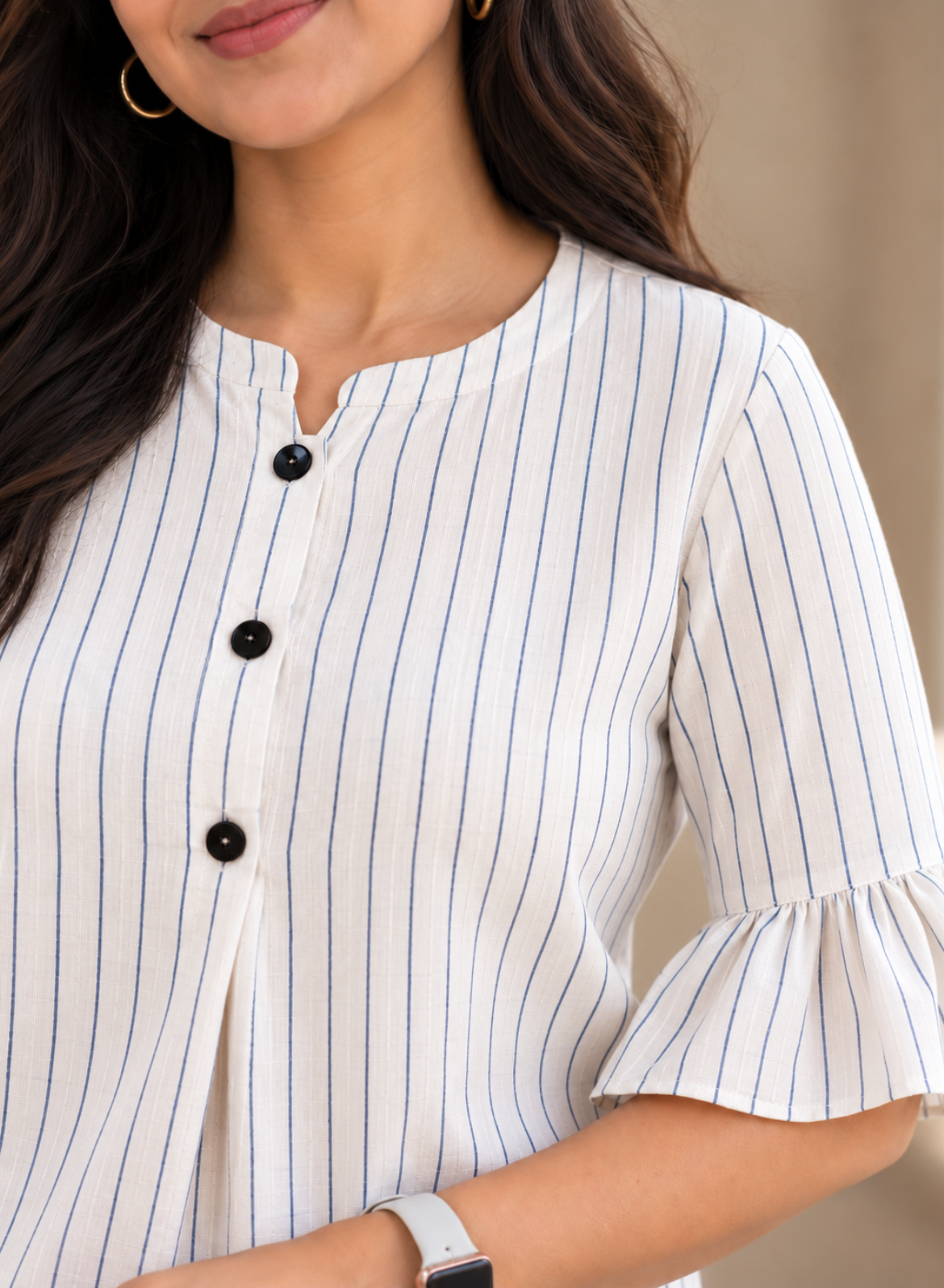 White Striped Pure Cotton Top