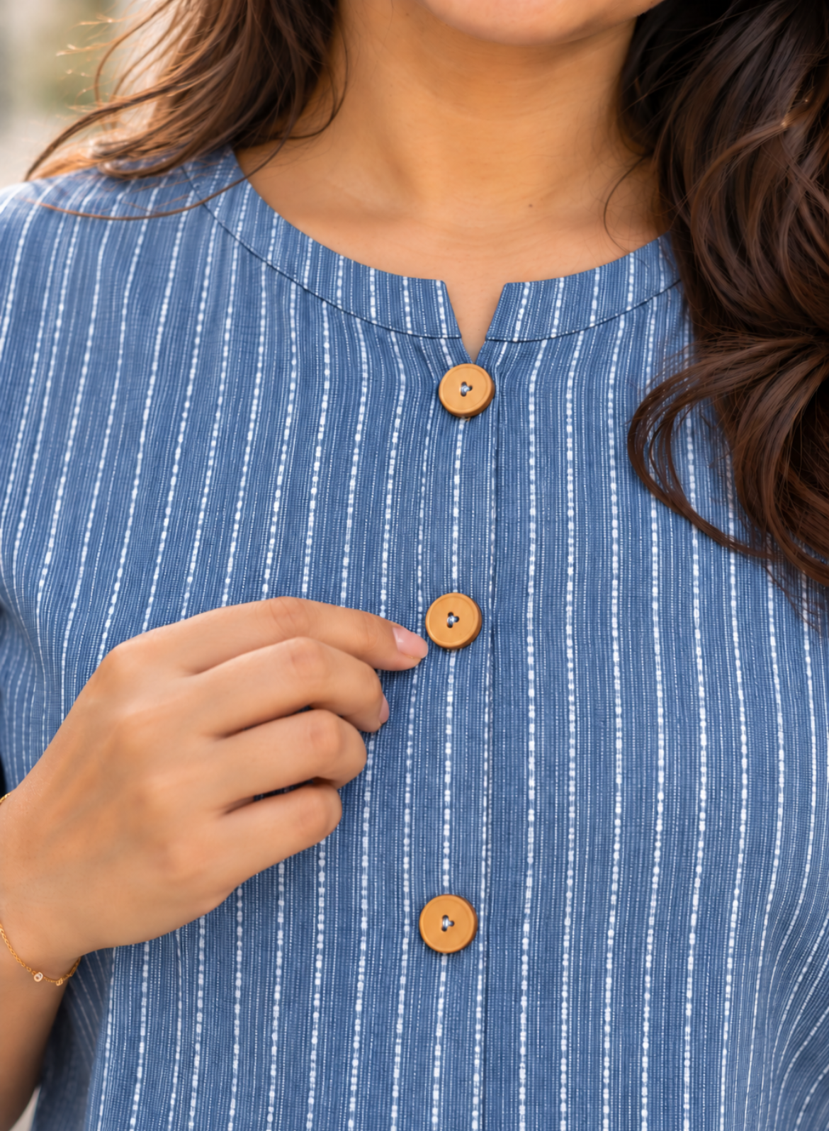 Blue Striped Pure Cotton Top