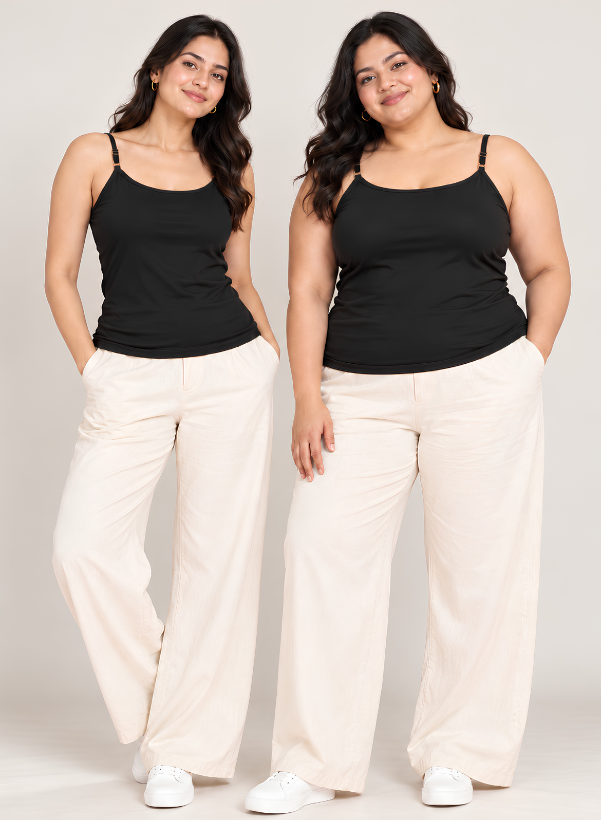 Black Cotton Camisole for Women - Pack of 2
