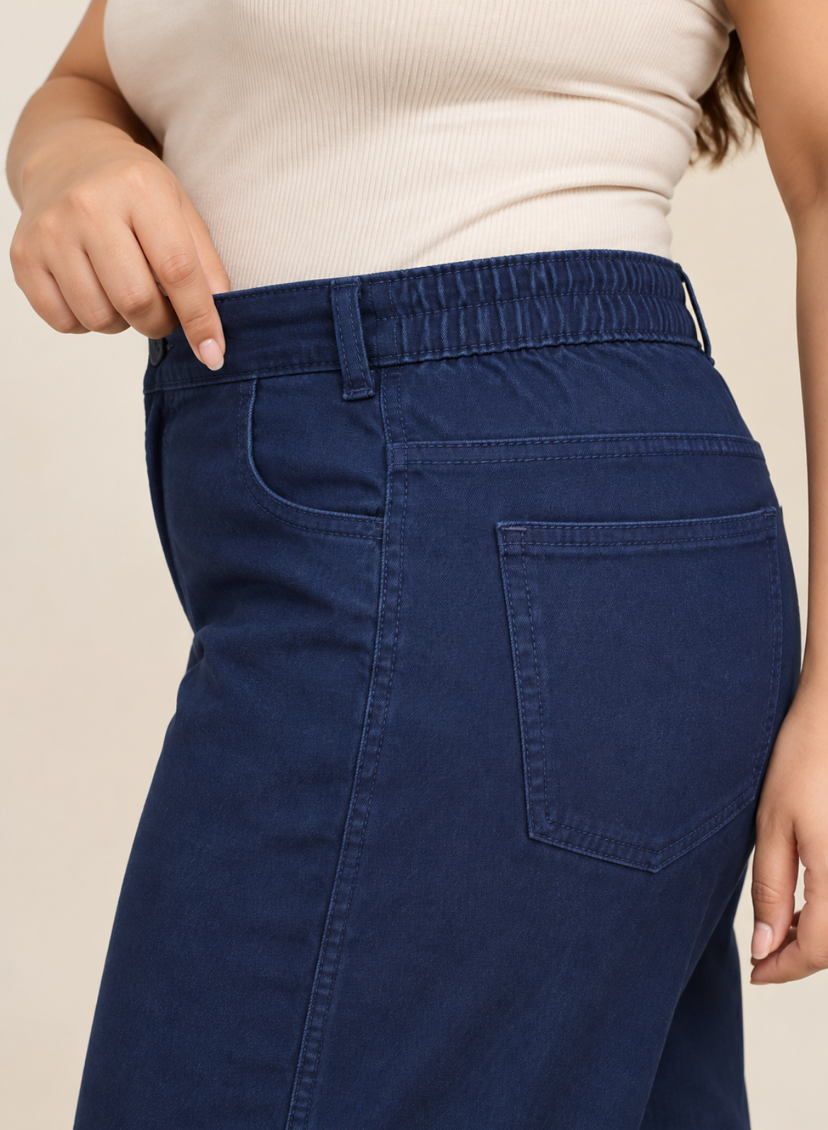 Dark Blue Barrel Fit Jeans