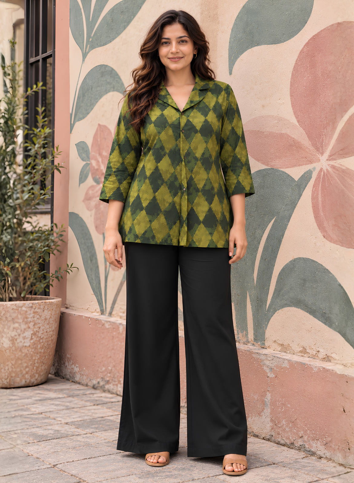 Vintage Olive Printed Shirt