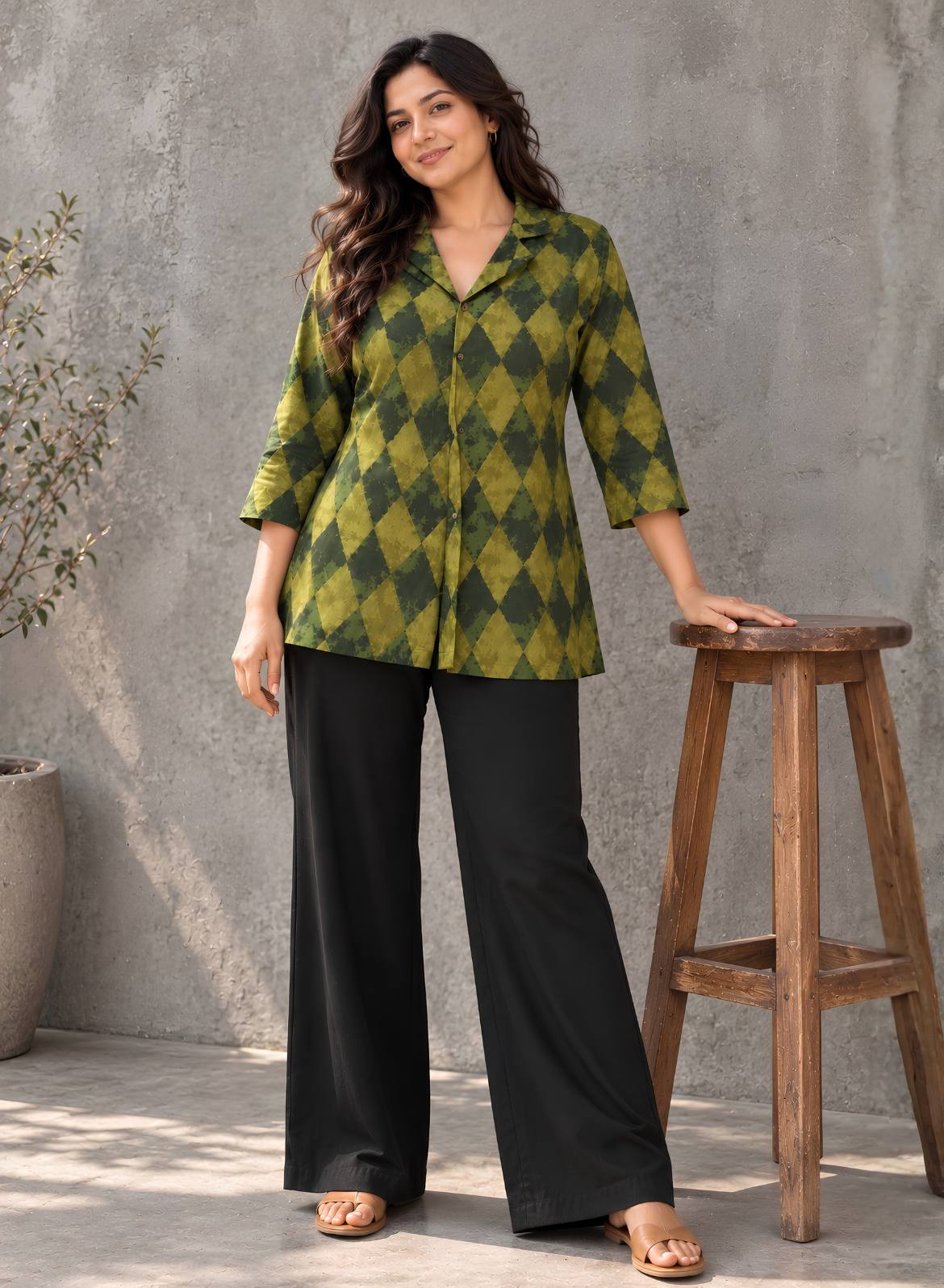 Vintage Olive Printed Shirt