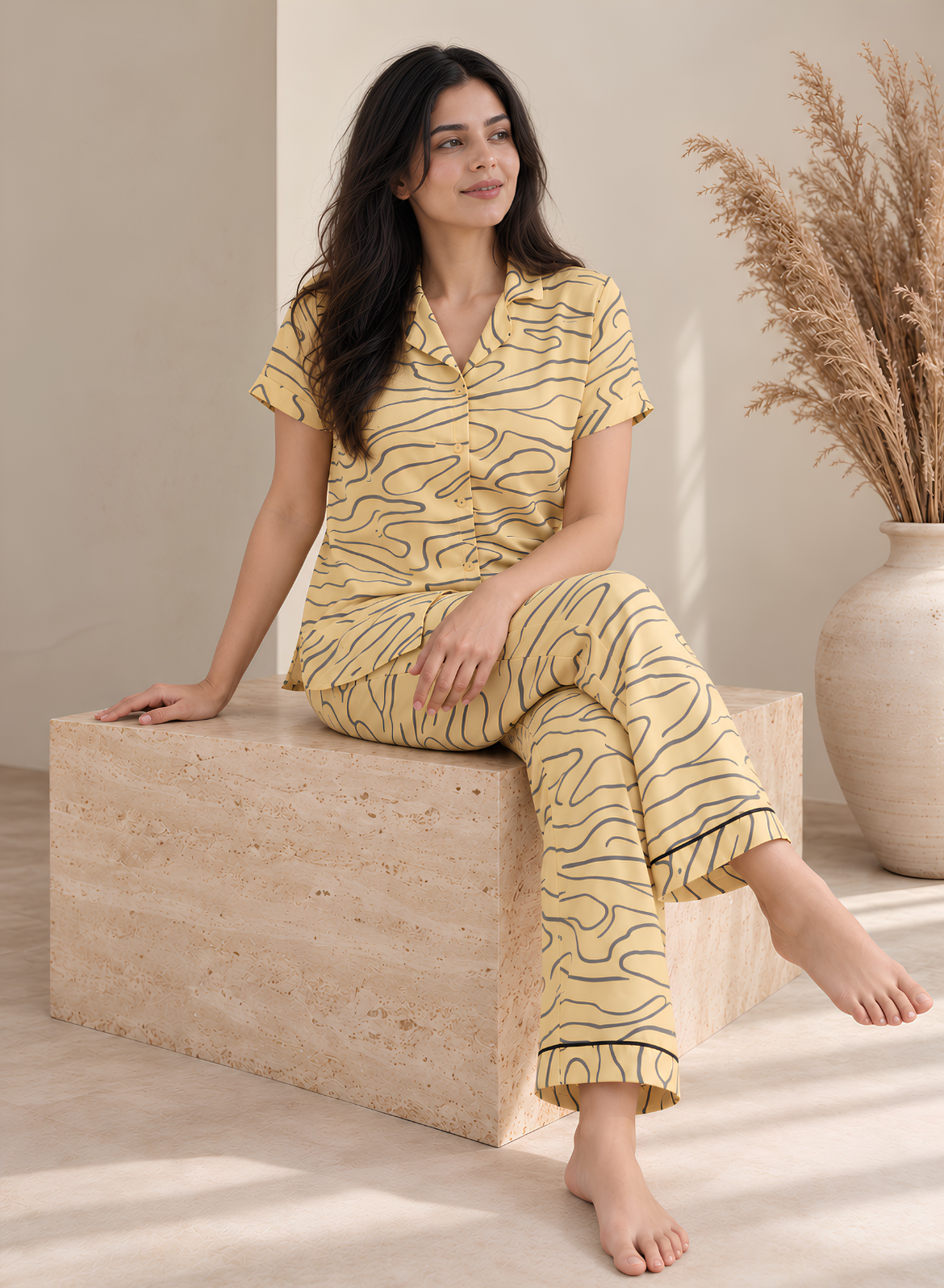 Lemon Wave Pajama Set