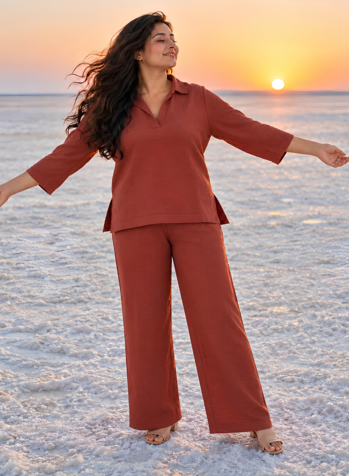 Terracotta Muslin Co-ord Set